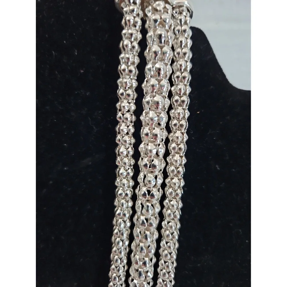 Dana Buchman Faceted Acrylic Purple Lavender Bead Statement Necklace Silver Tone
